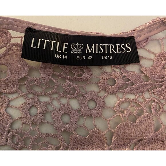 Little Mistress Formal Maxi Dress Lace & Tulle Blush Pink Size 10 - Picture 3 of 11